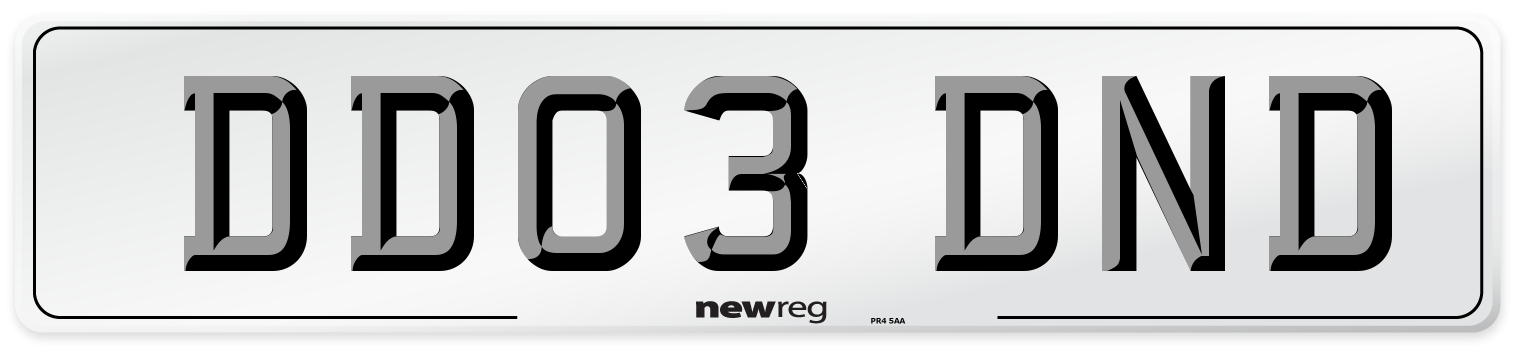DD03 DND Number Plate from New Reg